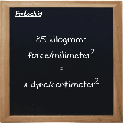 Contoh konversi kilogram-force/milimeter<sup>2</sup> ke dyne/centimeter<sup>2</sup> (kgf/mm<sup>2</sup> ke dyn/cm<sup>2</sup>)